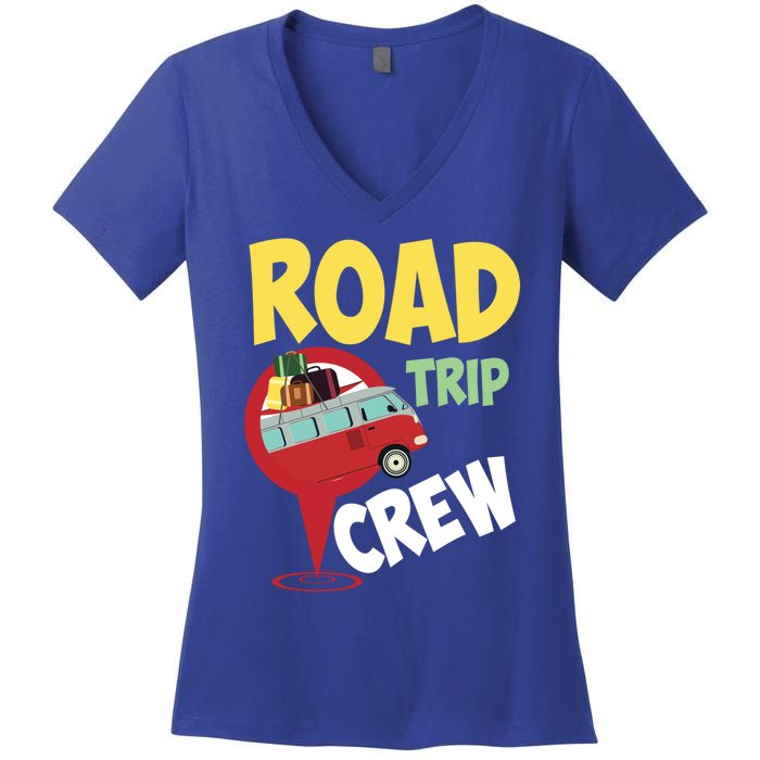 Cool Road Trip Crew Funny Summer Vacation Travel Fan Gift Women's V-Neck T-Shirt