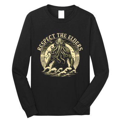 Cthulhu Respect The Elders Vintage Cosmic Horror Long Sleeve Shirt