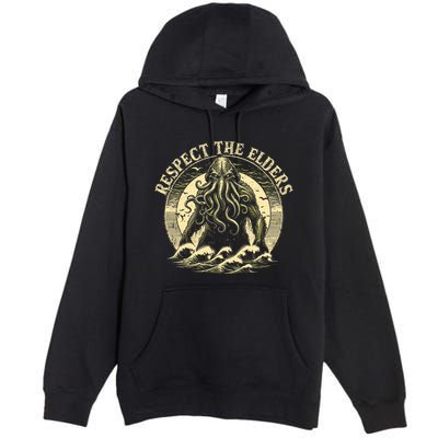 Cthulhu Respect The Elders Vintage Cosmic Horror Premium Pullover Hoodie
