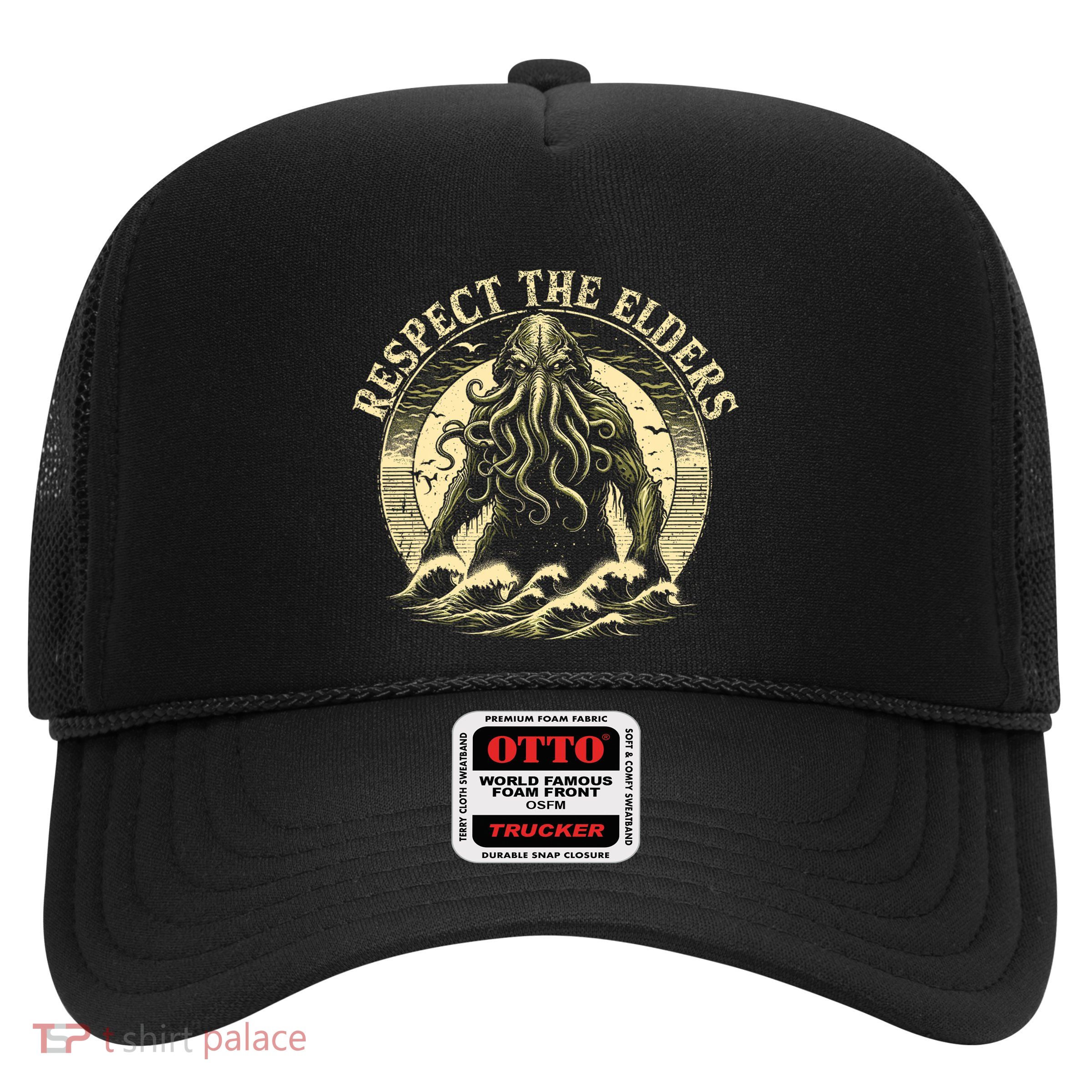 Cthulhu Respect The Elders Vintage Cosmic Horror Trucker Hat