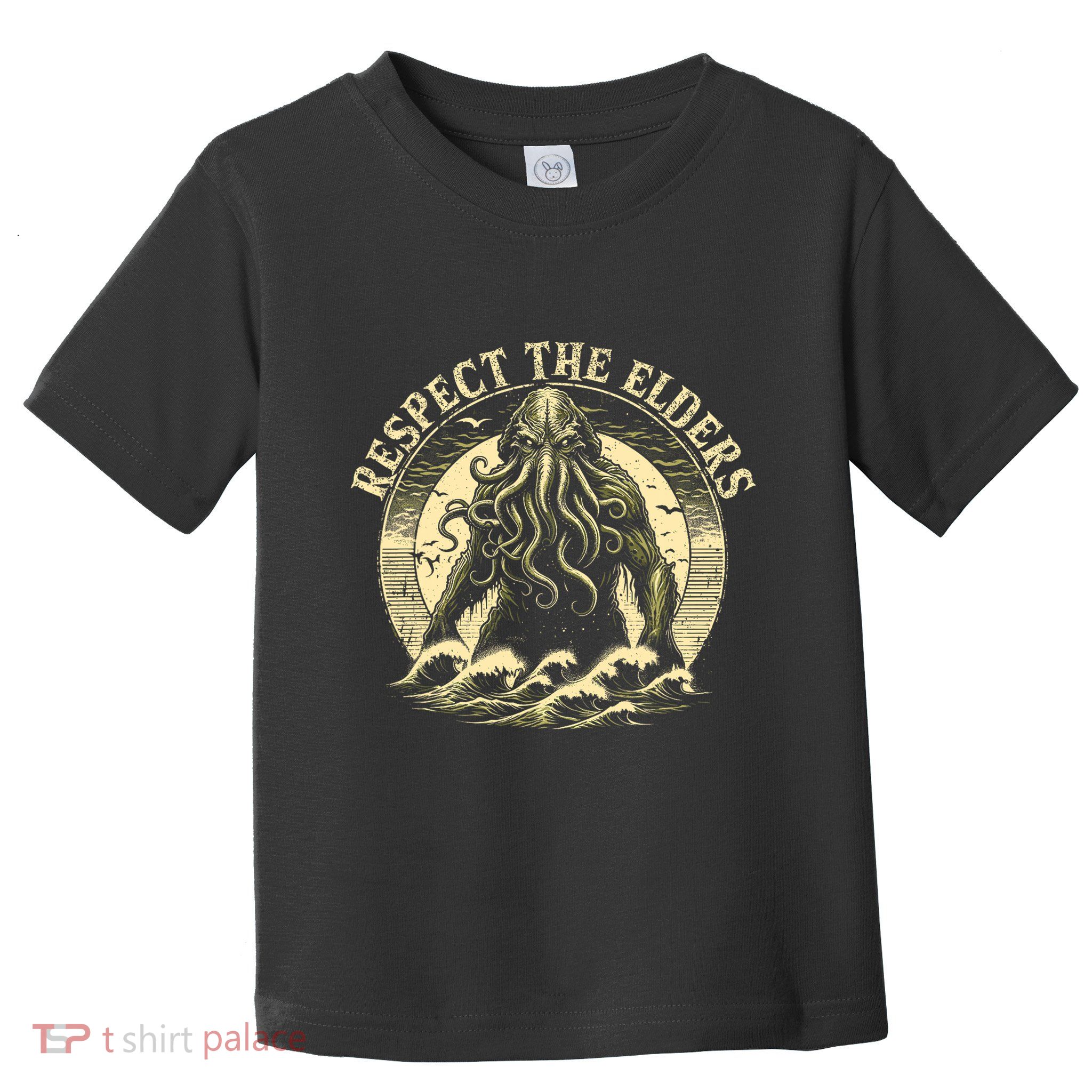 Cthulhu Respect The Elders Vintage Cosmic Horror Toddler T-Shirt