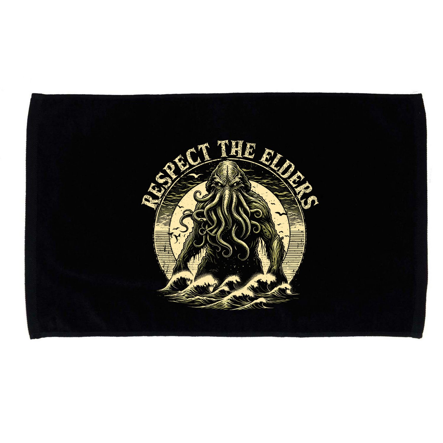 Cthulhu Respect The Elders Vintage Cosmic Horror Microfiber Hand Towel