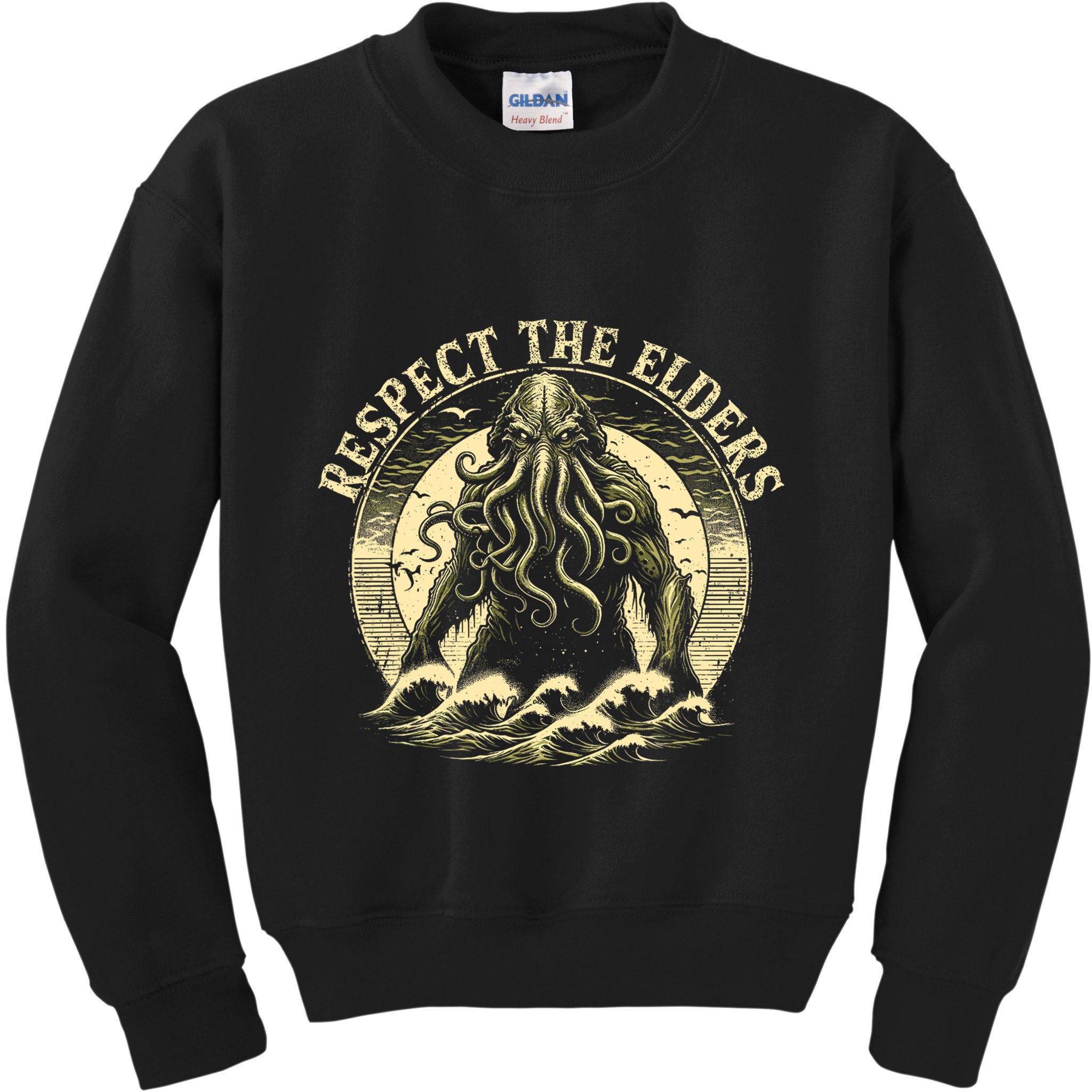 Cthulhu Respect The Elders Vintage Cosmic Horror Kids Sweatshirt