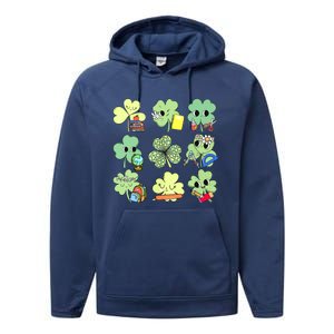 Cute Retro Teacher St Patricks Day Shamrock Irish Lucky Performance Fleece Hoodie