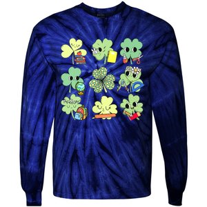 Cute Retro Teacher St Patricks Day Shamrock Irish Lucky Tie-Dye Long Sleeve Shirt