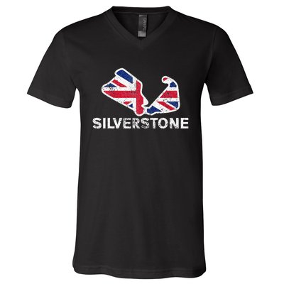 Car Racing Track In England Silverstone Circuit Racing Fans V-Neck T-Shirt