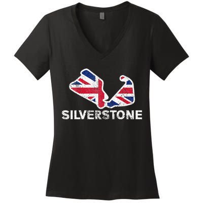 Car Racing Track In England Silverstone Circuit Racing Fans Women's V-Neck T-Shirt