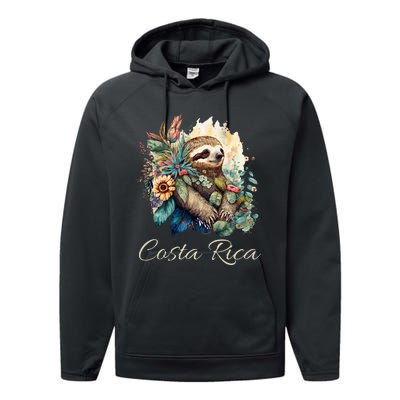 Costa Rica Tropical Sloth Performance Fleece Hoodie