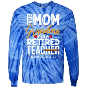 Cute Retired Teacher Full Time Grandma Teachers Cool Gift Tie-Dye Long Sleeve Shirt