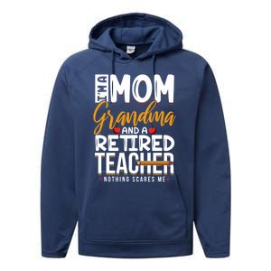 Cute Retired Teacher Full Time Grandma Teachers Cool Gift Performance Fleece Hoodie