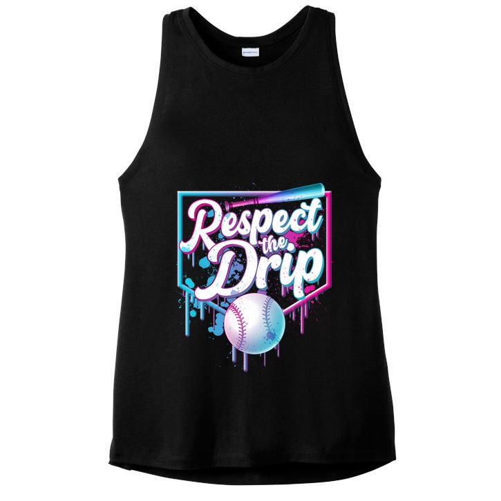 Cool Respect the Drip Icecream Baseball Fan Ladies PosiCharge Tri-Blend Wicking Tank