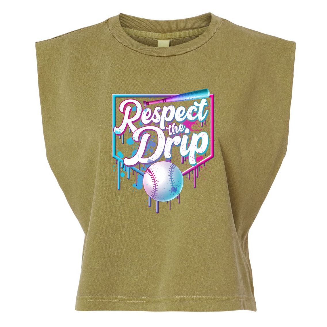 Cool Respect the Drip Icecream Baseball Fan Garment-Dyed Women's Muscle Tee