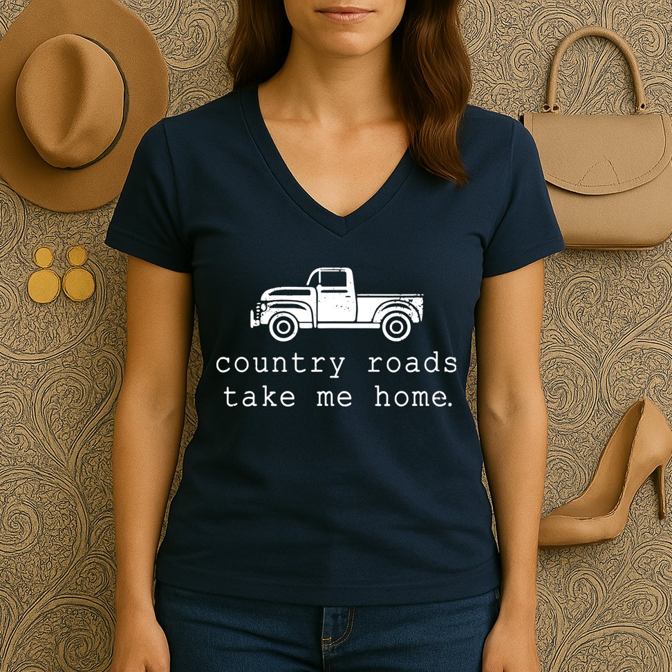 Country Roads Take Me Home Women's V-Neck T-Shirt