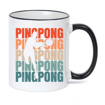 Cool Retro Text Silhouette Ping Pong Premium 11oz Black Color Changing Mug