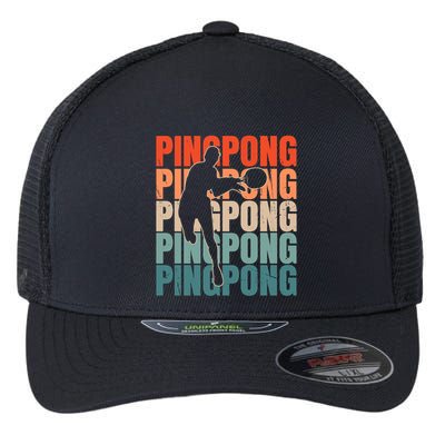 Cool Retro Text Silhouette Ping Pong Premium Flexfit Unipanel Trucker Cap