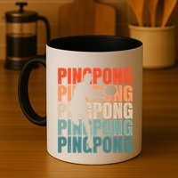Cool Retro Text Silhouette Ping Pong Premium Mug