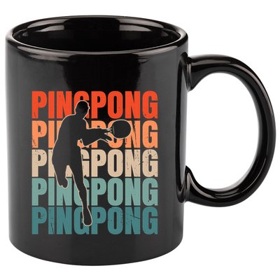 Cool Retro Text Silhouette Ping Pong Premium 11oz C Handle Ceramic Mug