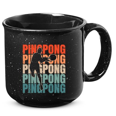 Cool Retro Text Silhouette Ping Pong Premium 15oz Campfire Ceramic Mug