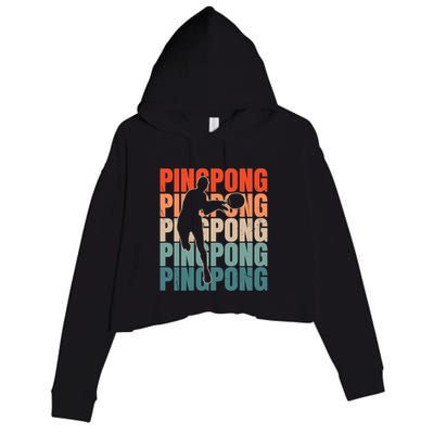 Cool Retro Text Silhouette Ping Pong Premium Crop Fleece Hoodie