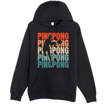 Cool Retro Text Silhouette Ping Pong Premium Premium Pullover Hoodie