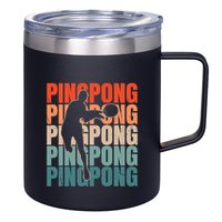 Cool Retro Text Silhouette Ping Pong Premium 12oz Stainless Steel Coffee Mug