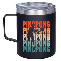 Cool Retro Text Silhouette Ping Pong Premium 12oz Stainless Steel Coffee Mug