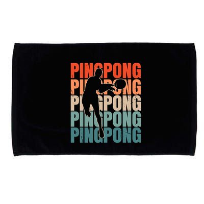 Cool Retro Text Silhouette Ping Pong Premium Microfiber Hand Towel
