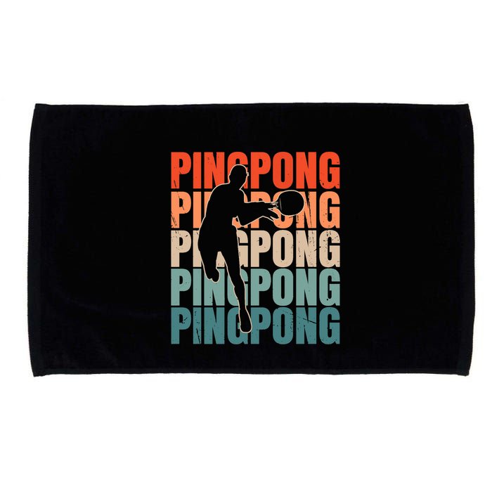 Cool Retro Text Silhouette Ping Pong Premium Microfiber Hand Towel