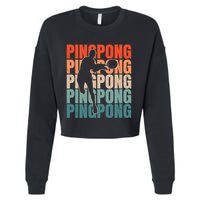 Cool Retro Text Silhouette Ping Pong Premium Cropped Pullover Crew