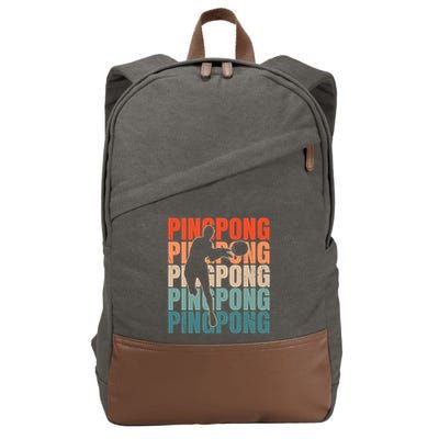 Cool Retro Text Silhouette Ping Pong Premium Cotton Canvas Backpack