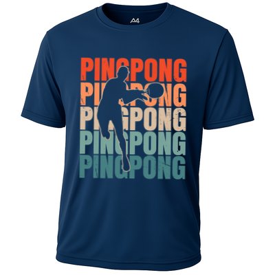 Cool Retro Text Silhouette Ping Pong Premium Performance Shirt