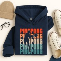 Cool Retro Text Silhouette Ping Pong Premium Hoodie