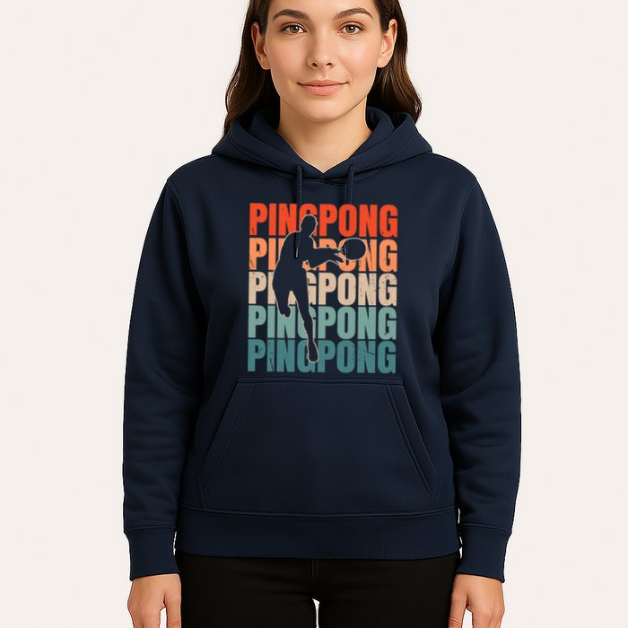 Cool Retro Text Silhouette Ping Pong Premium Hoodie