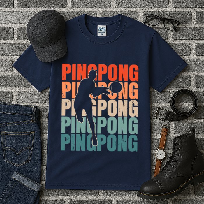 Cool Retro Text Silhouette Ping Pong Premium Tall T-Shirt