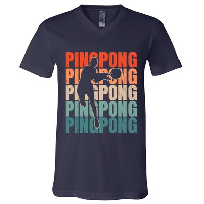 Cool Retro Text Silhouette Ping Pong Premium V-Neck T-Shirt