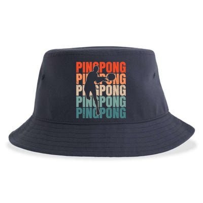 Cool Retro Text Silhouette Ping Pong Premium Sustainable Bucket Hat