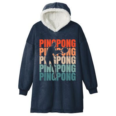 Cool Retro Text Silhouette Ping Pong Premium Hooded Wearable Blanket