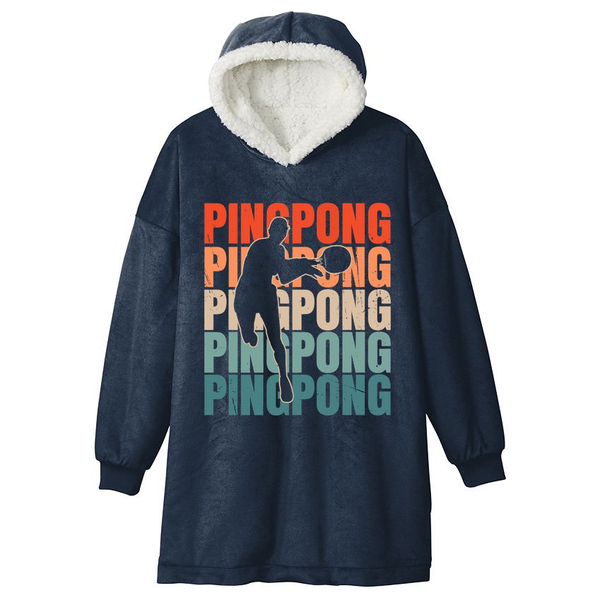Cool Retro Text Silhouette Ping Pong Premium Hooded Wearable Blanket