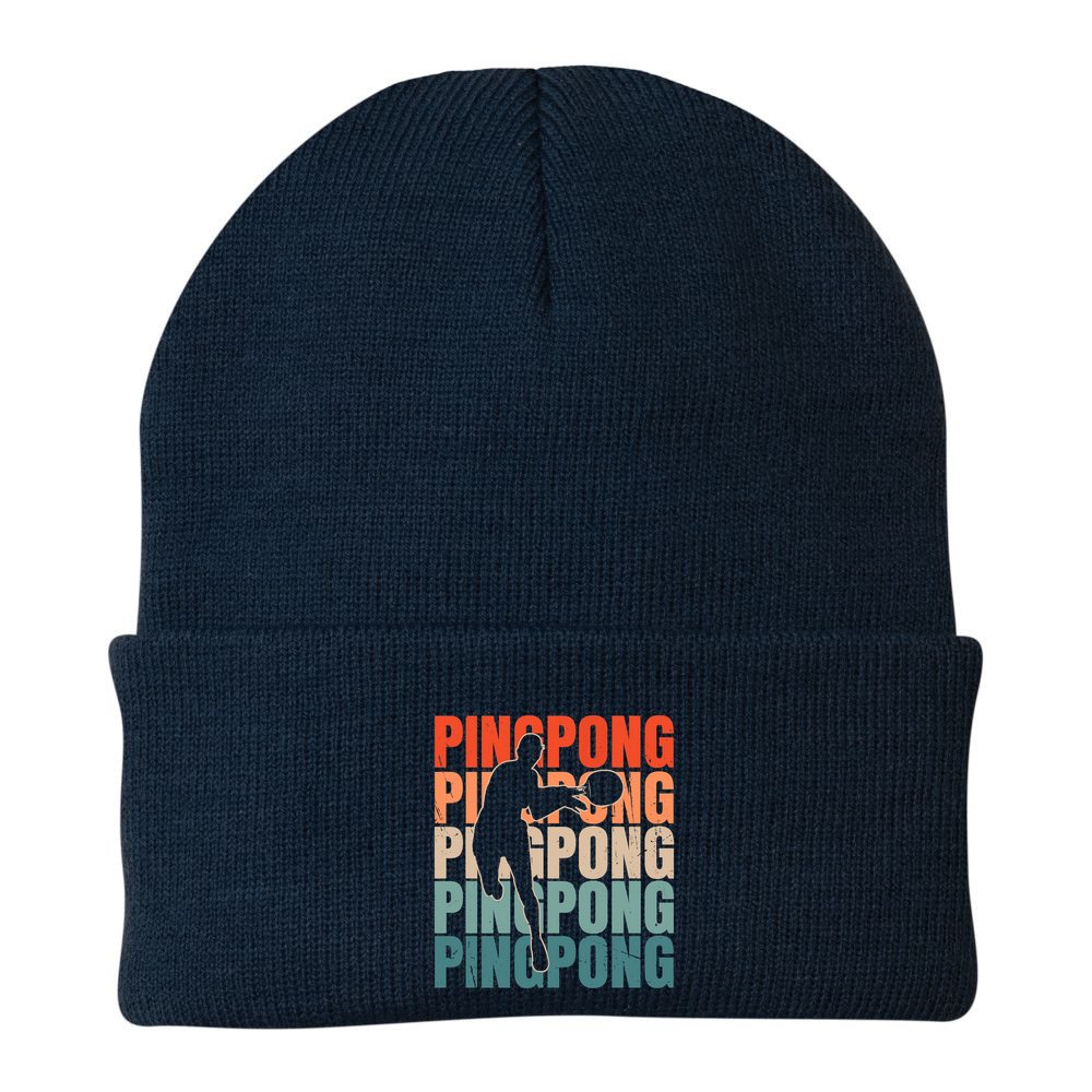 Cool Retro Text Silhouette Ping Pong Premium Beanie