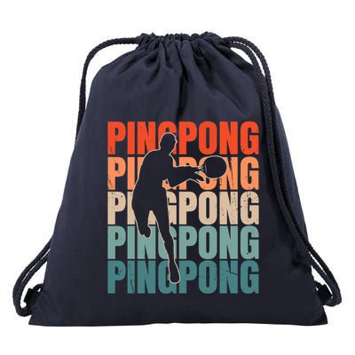 Cool Retro Text Silhouette Ping Pong Premium Drawstring Bag