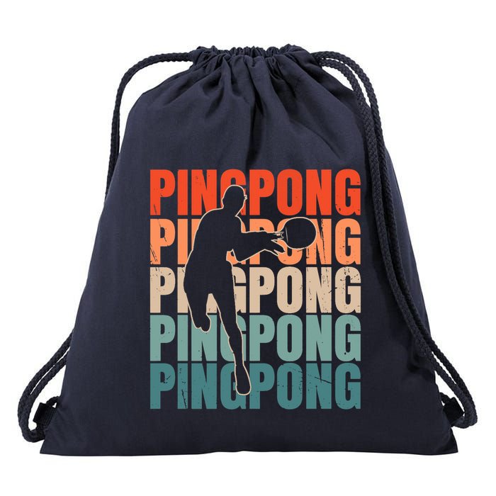 Cool Retro Text Silhouette Ping Pong Premium Drawstring Bag