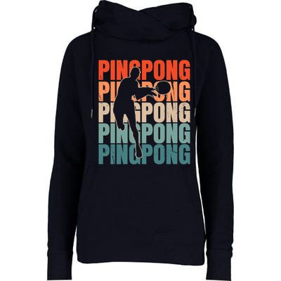 Cool Retro Text Silhouette Ping Pong Premium Womens Funnel Neck Pullover Hood