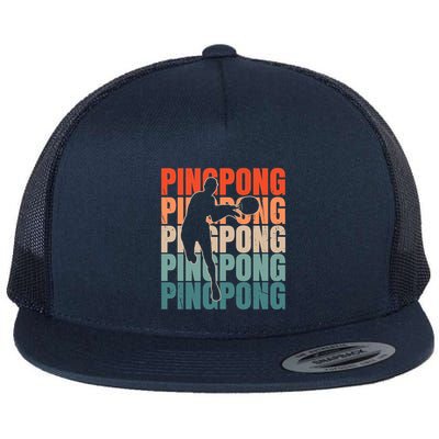 Cool Retro Text Silhouette Ping Pong Premium Flat Bill Trucker Hat