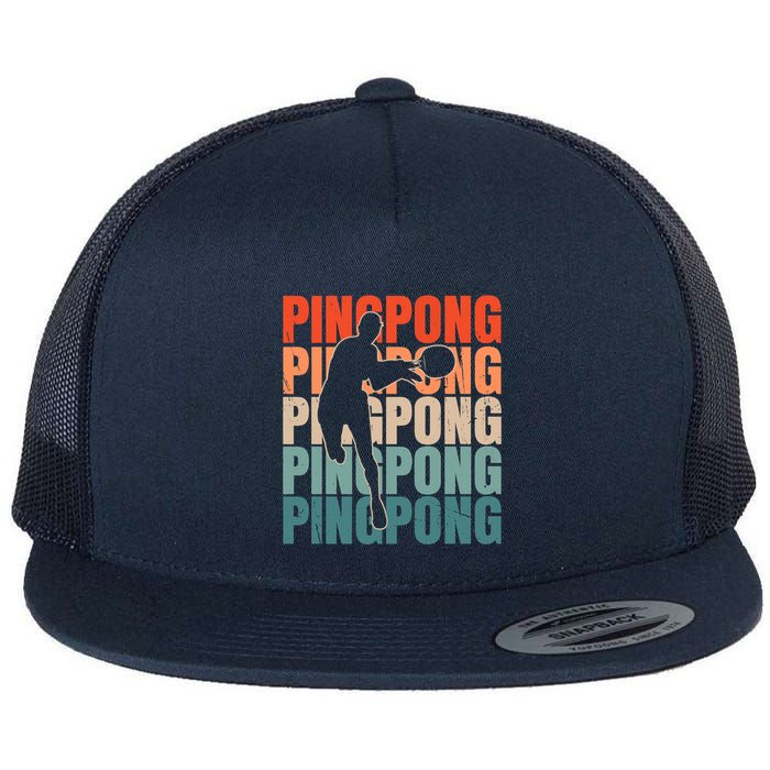 Cool Retro Text Silhouette Ping Pong Premium Flat Bill Trucker Hat