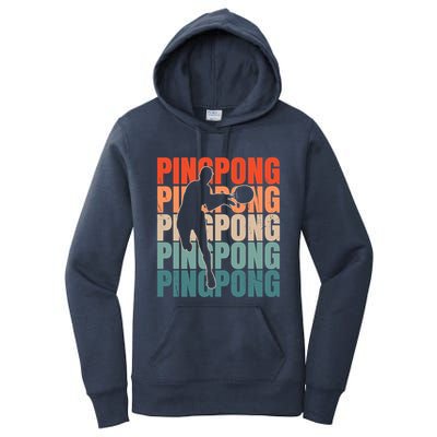 Cool Retro Text Silhouette Ping Pong Premium Women's Pullover Hoodie