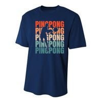 Cool Retro Text Silhouette Ping Pong Premium Youth Performance Sprint T-Shirt