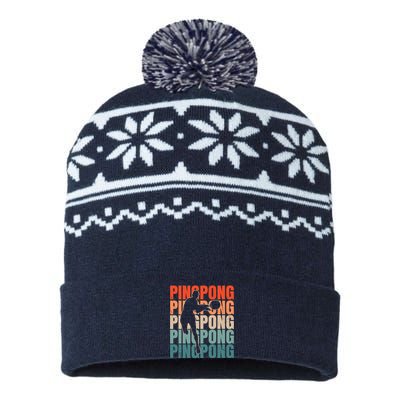 Cool Retro Text Silhouette Ping Pong Premium USA-Made Snowflake Beanie