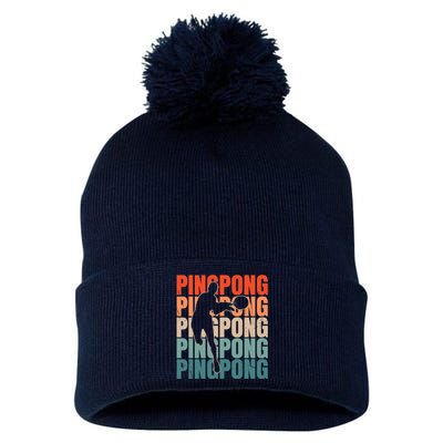 Cool Retro Text Silhouette Ping Pong Premium Pom Pom 12in Knit Beanie