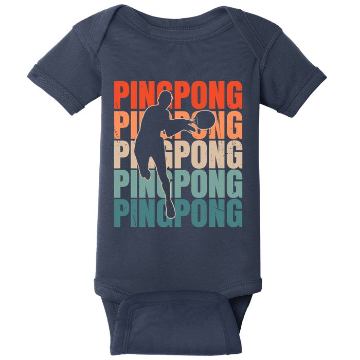 Cool Retro Text Silhouette Ping Pong Premium Baby Bodysuit