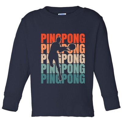 Cool Retro Text Silhouette Ping Pong Premium Toddler Long Sleeve Shirt